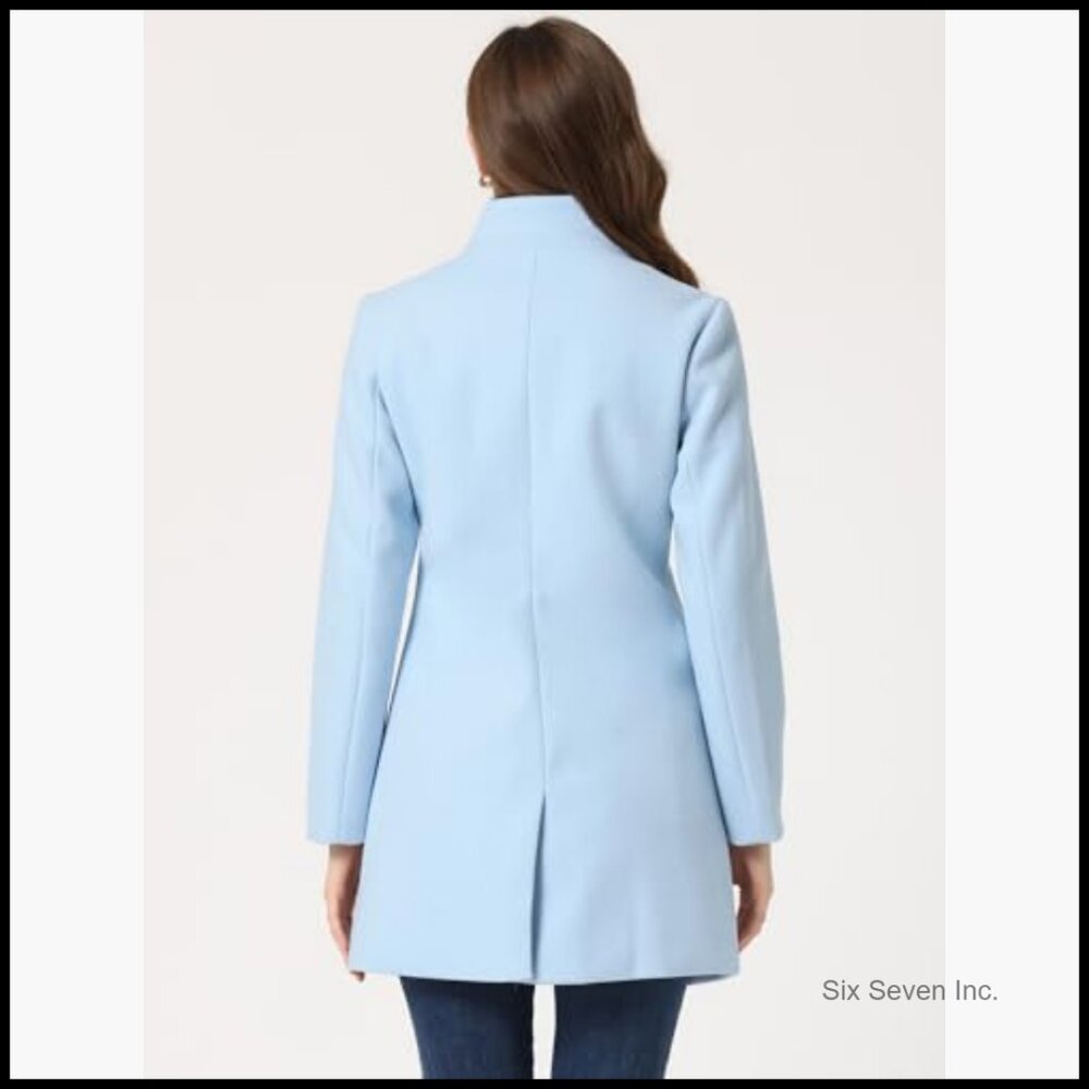 Polyester Pea Coat, Stand Collar, Single Breasted… - image 4